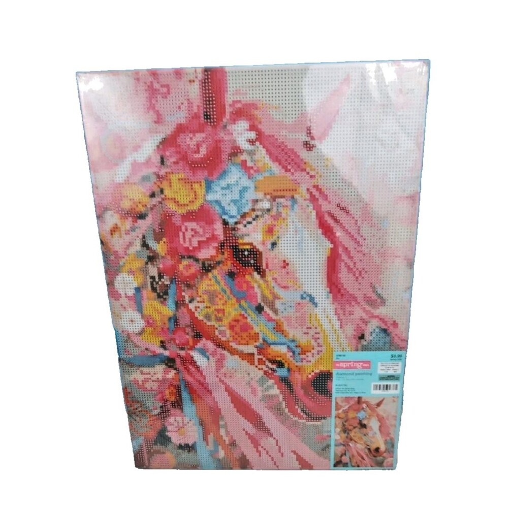 Spring Shop Diamond Painting Kit Floral Horse Canvas Wall Art Craft Kit Sealed